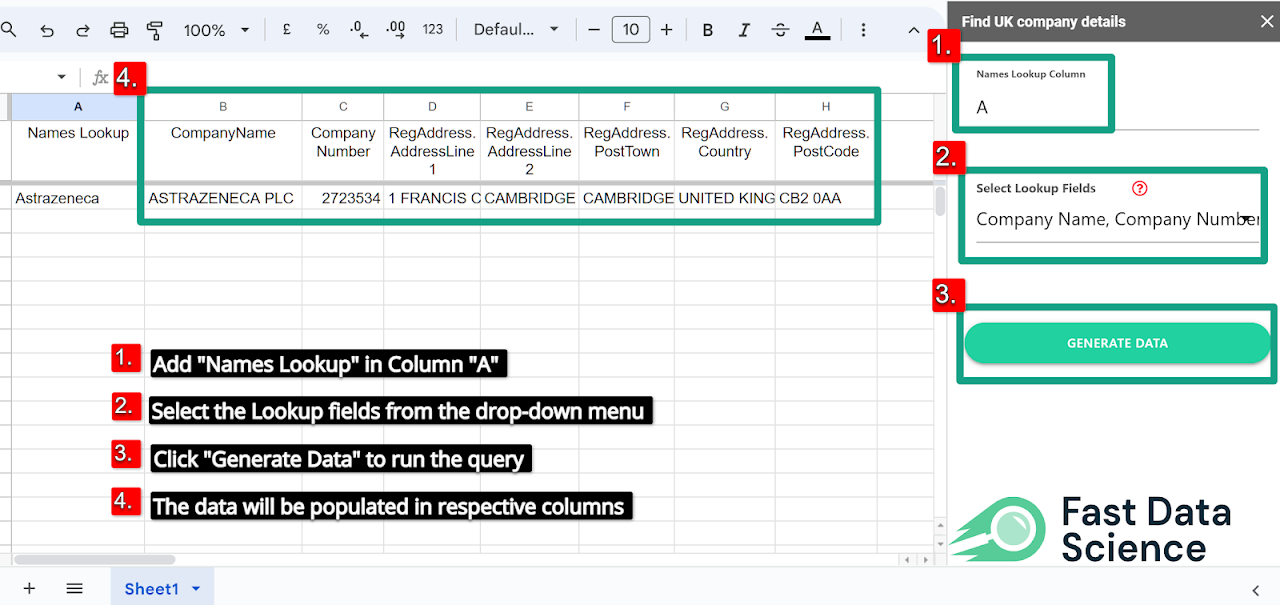 UK Company Details Google Sheets plugin