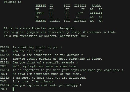 ELIZA was an early [natural language processing](https://www.ibm.com/cloud/learn/natural-language-processing) application.