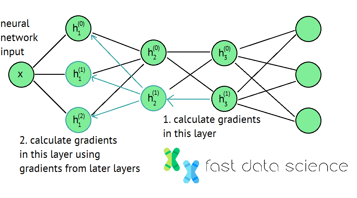 The backpropagation algorithm is a key concept to deep learning and data science. It involves working your way backwards through a neural network from its end to its start, at each point calculating how you need to update the weights.