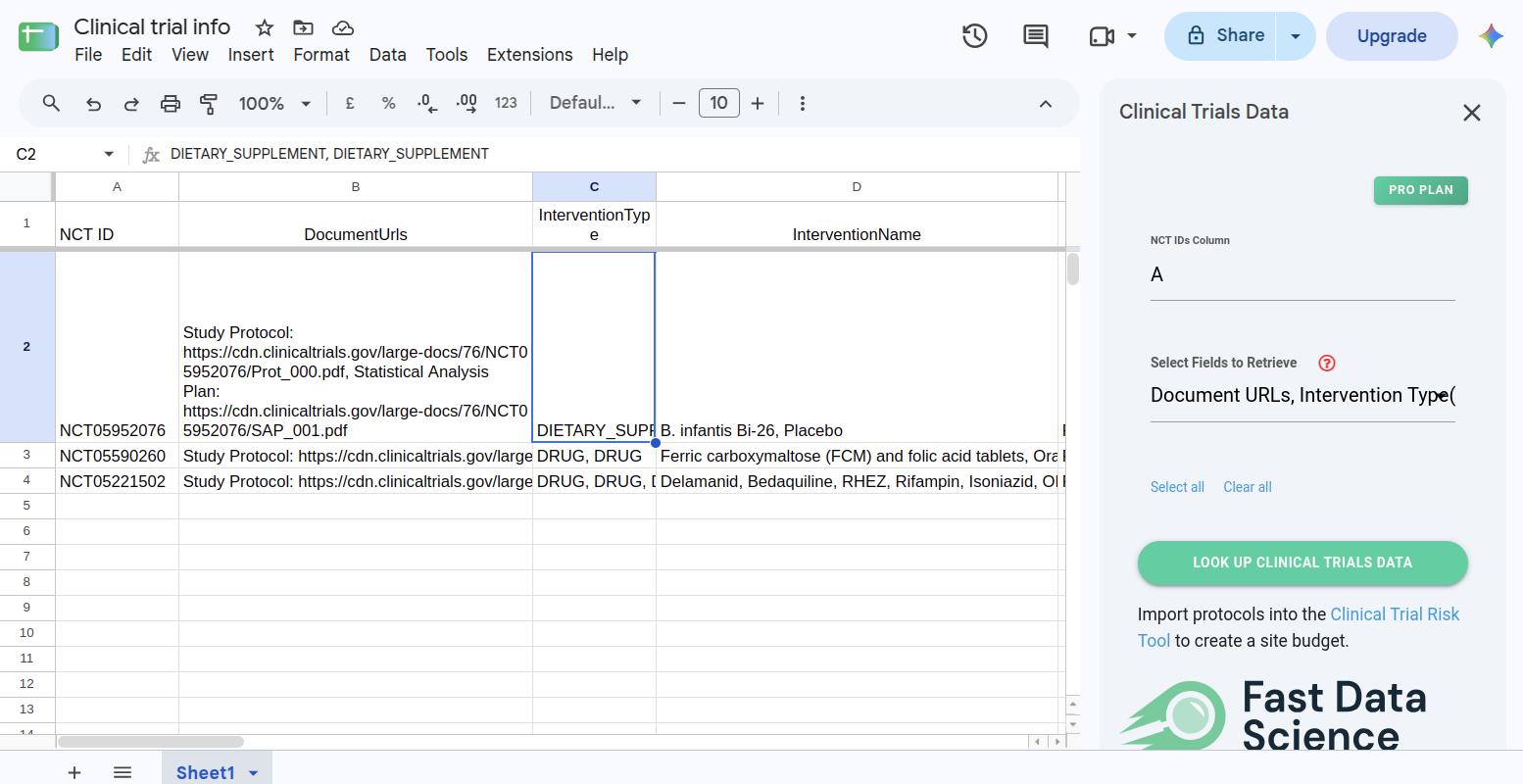 Clinical Trial Data Lookup plugin