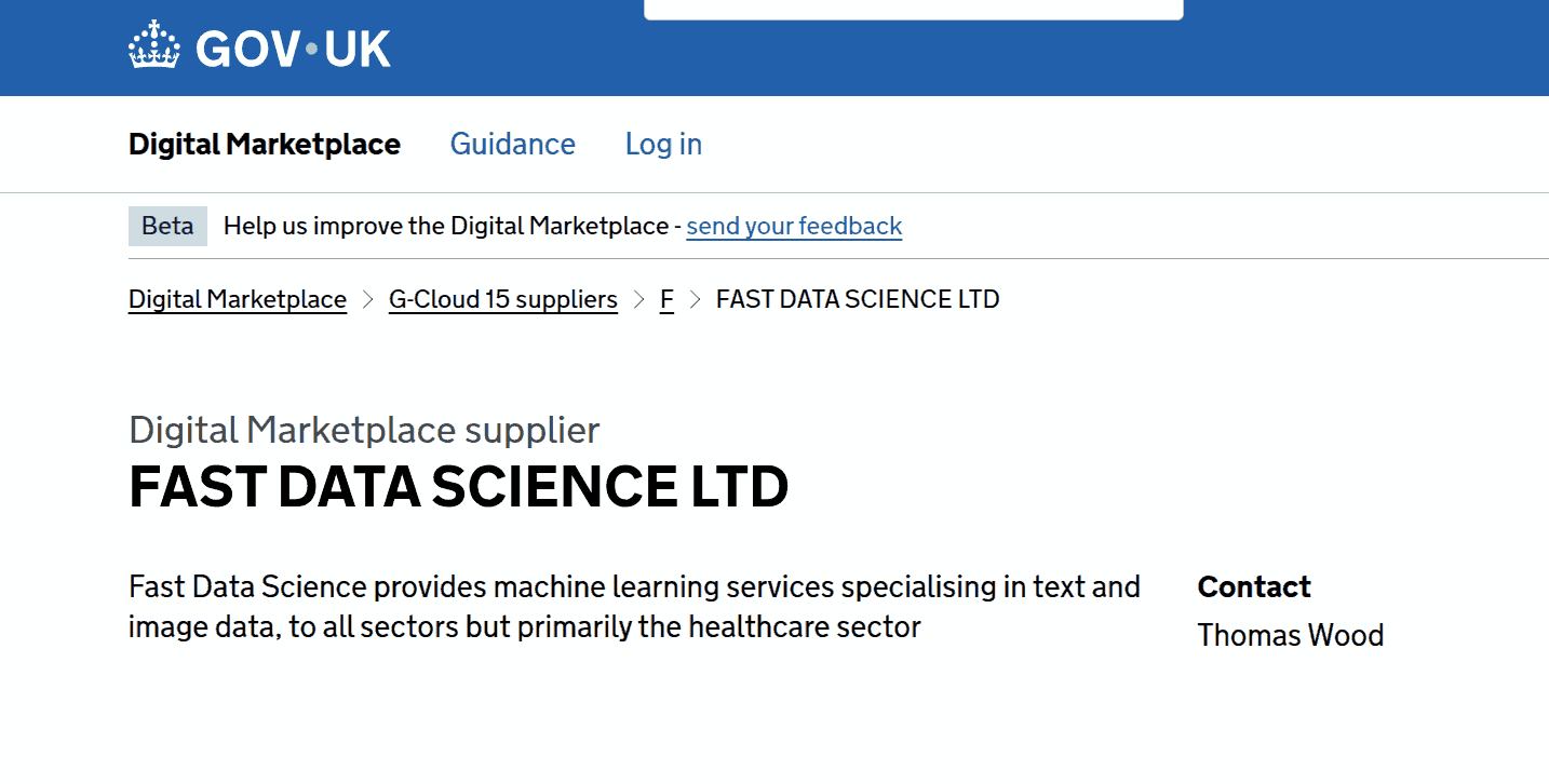 Fast Data Science available for UK government procurement