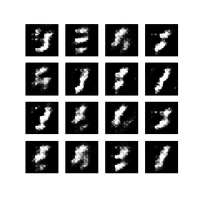 After a few epochs, a generative adversarial network starts to output more realistic digits