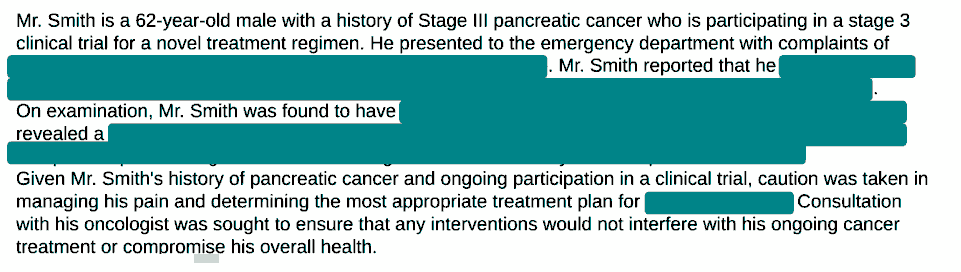 Example of redacted text in the pharmaceutical industry