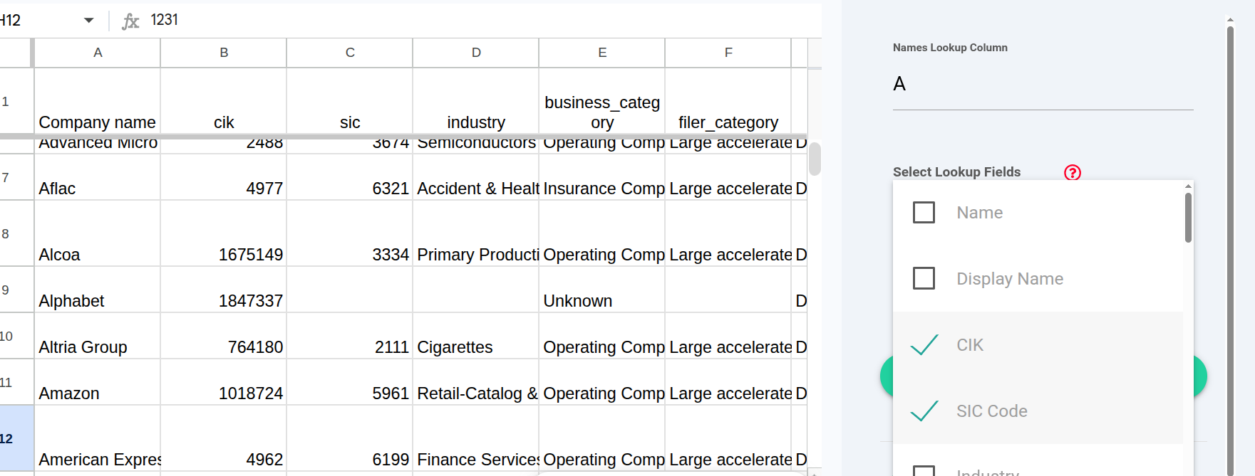 US Company Data Google Sheets™ Plugin