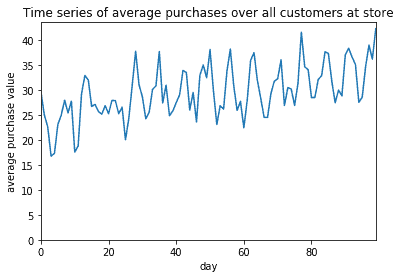A time series showing the average spend of all the customers in a store. This is what a customer spend model should predict.